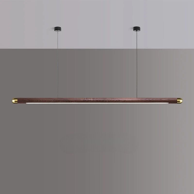 Solid Wood Pendant Light - Rounded Brass