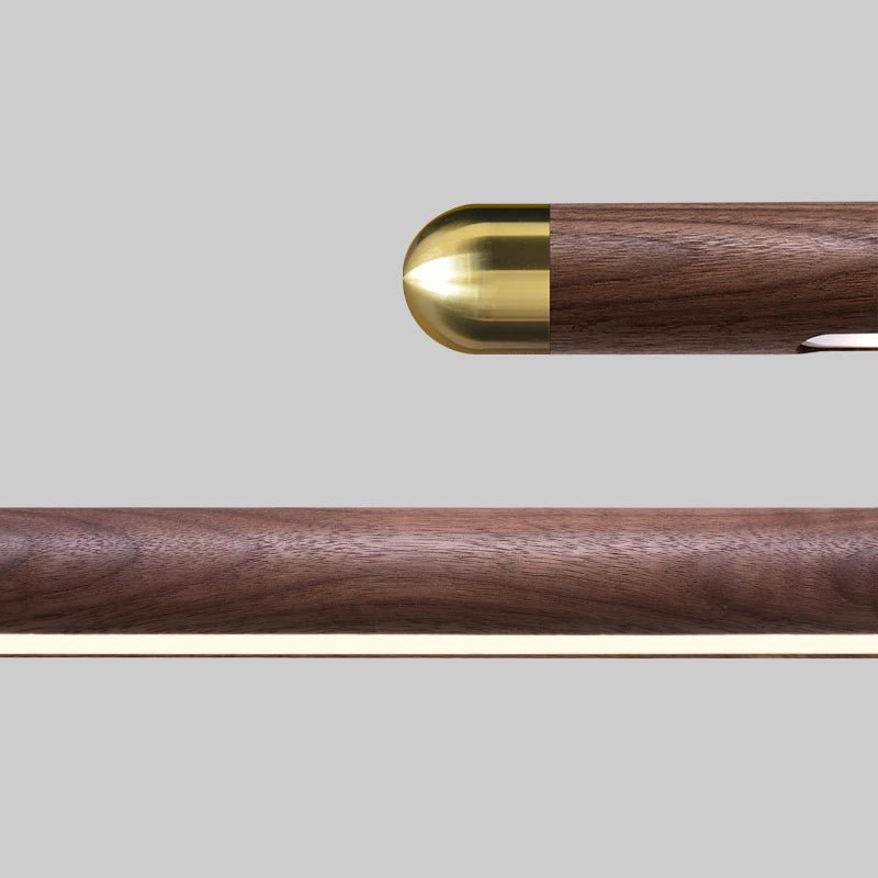 Solid Wood Pendant Light - Rounded Brass