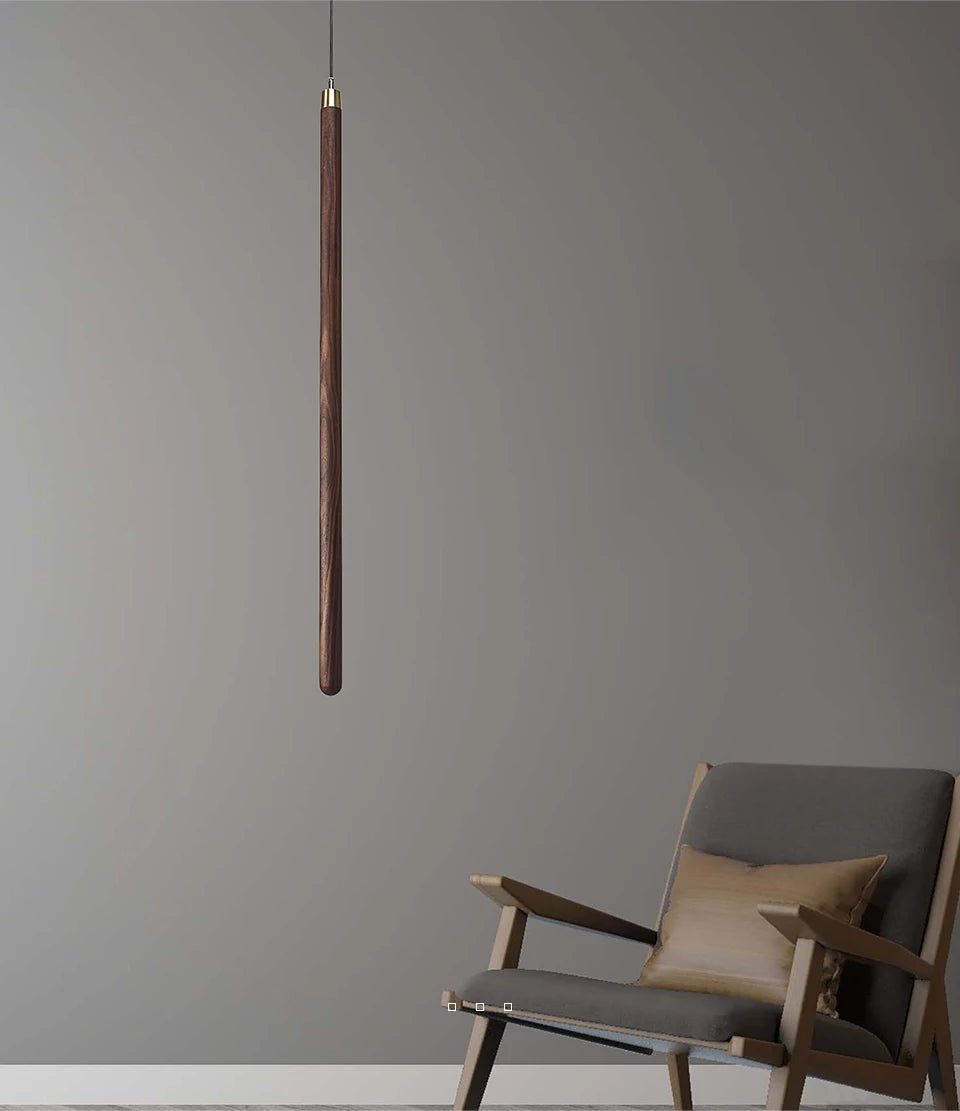 Solid Wood Pendant Light - Vertical Hanging Lamp