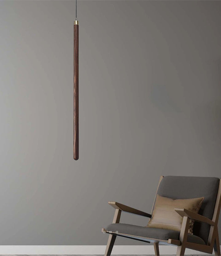Solid Wood Pendant Light - Vertical Hanging Lamp