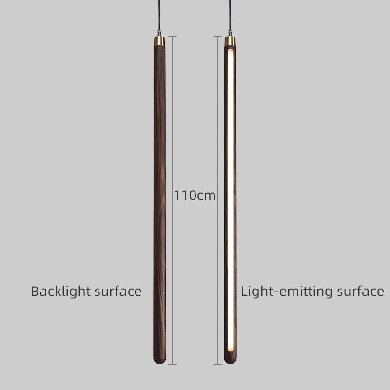 Solid Wood Pendant Light - Vertical Hanging Lamp