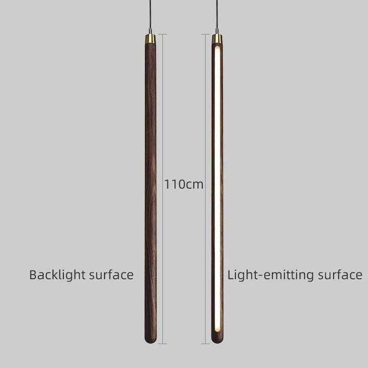 Solid Wood Pendant Light - Vertical Hanging Lamp