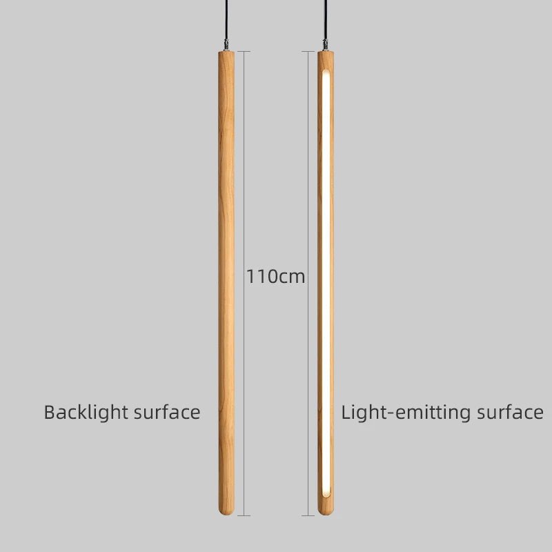 Solid Wood Pendant Light - Vertical Hanging Lamp
