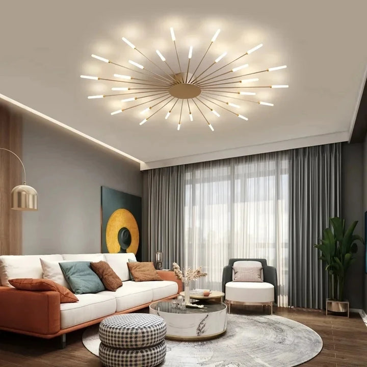 firework chandelier in living room