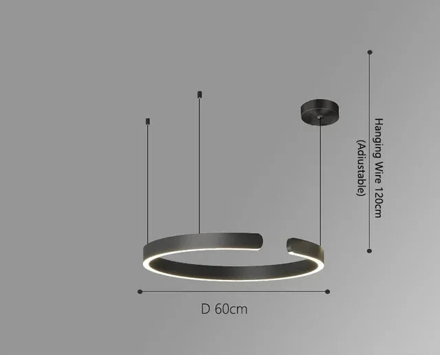 ring chandelier black d60