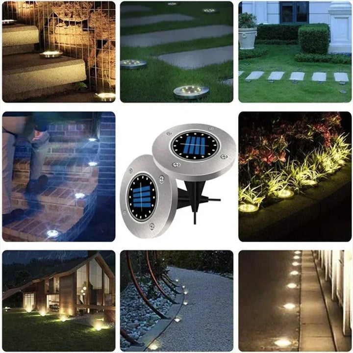 solar garden lights collage