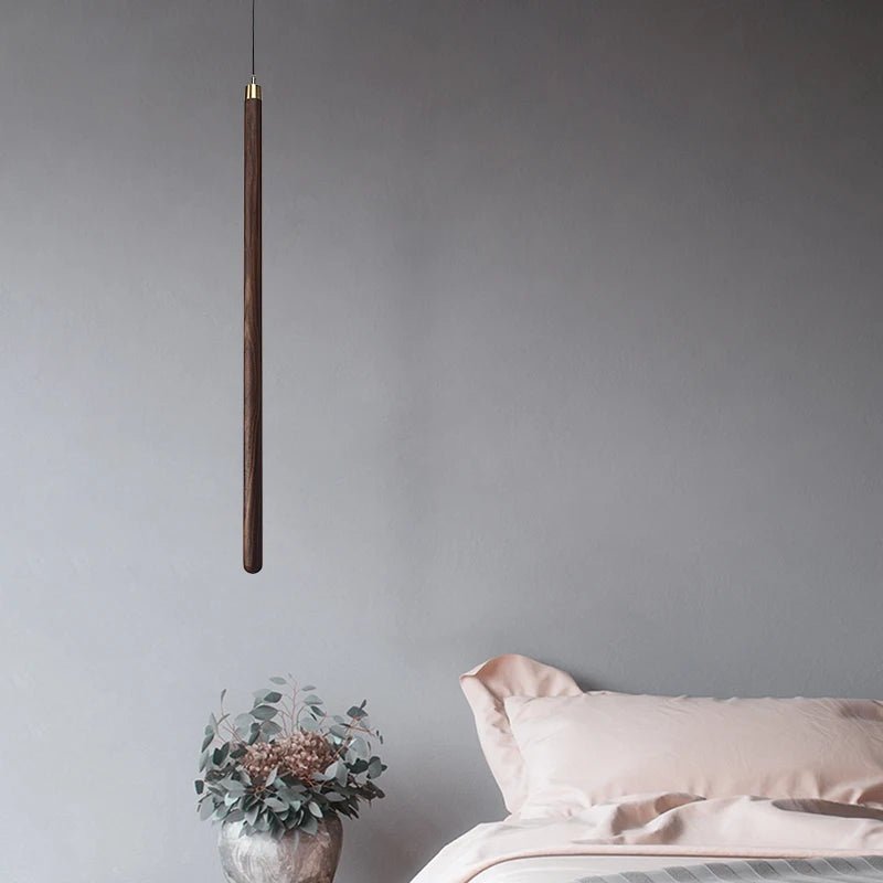 Solid Wood Pendant Light - Vertical Hanging Lamp