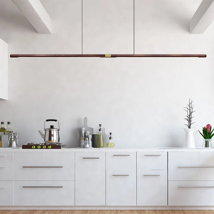 solid wood extra long pendant in kitchen