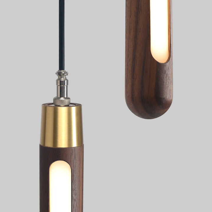 solid wood hanging lamp close up