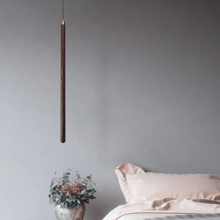 solid wood hanging lamp in bedroom