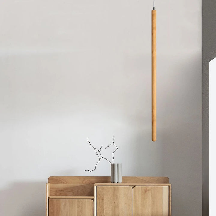 solid wood hanging lamp with console table