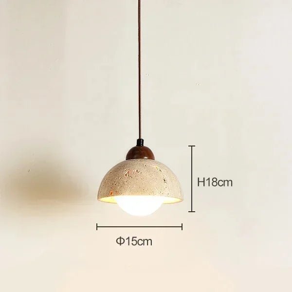 Stone and Wood Pendant Lamp