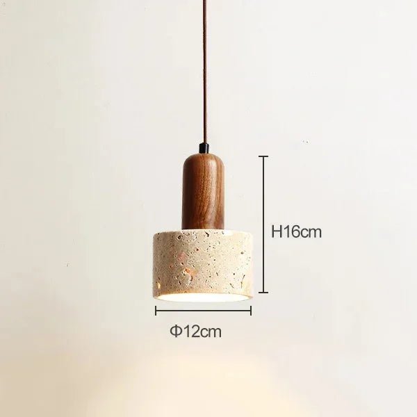 Stone and Wood Pendant Lamp