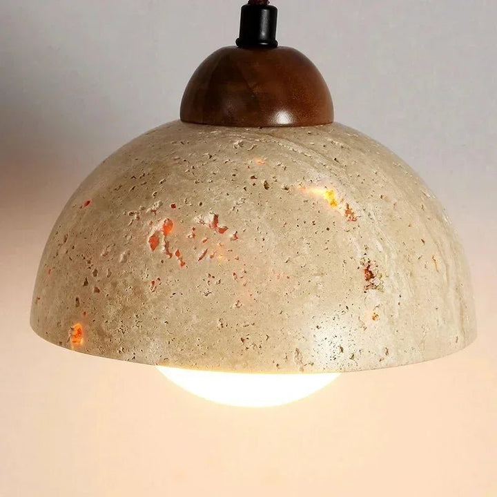 Stone and Wood Pendant Lamp