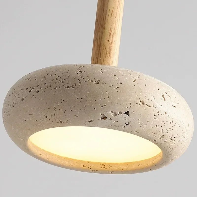 Stone and Wood Pendant Lamp