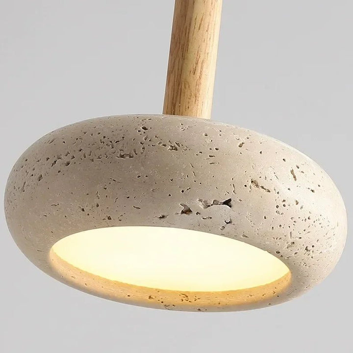 Stone and Wood Pendant Lamp