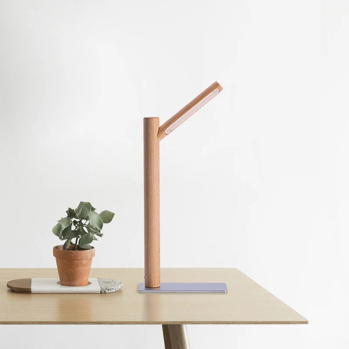 wood branching lamp beech on table